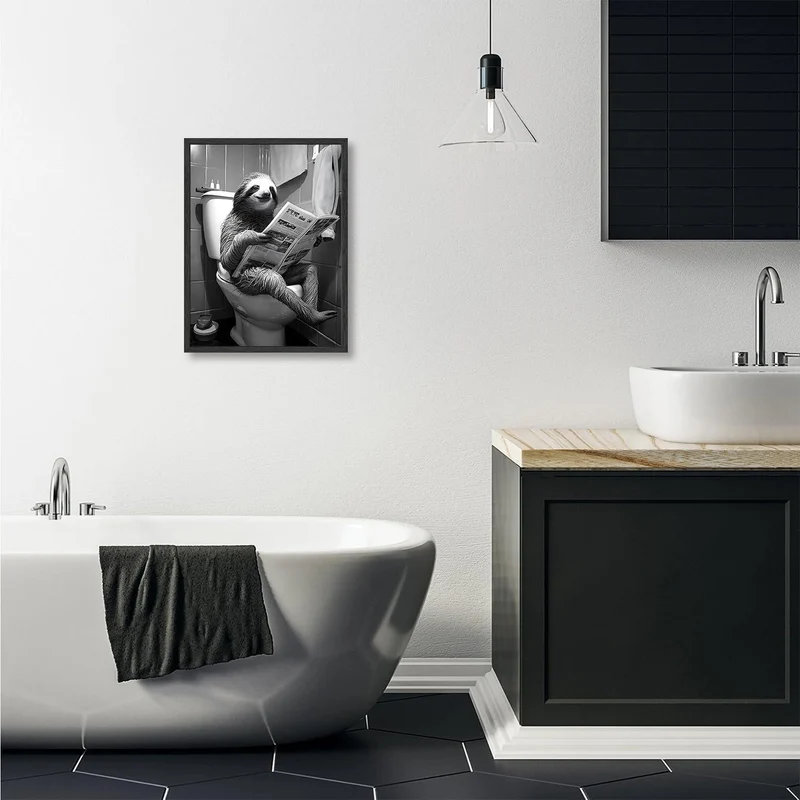 Lustiges Faultier Leinwandbild Badezimmer Poster 12x16