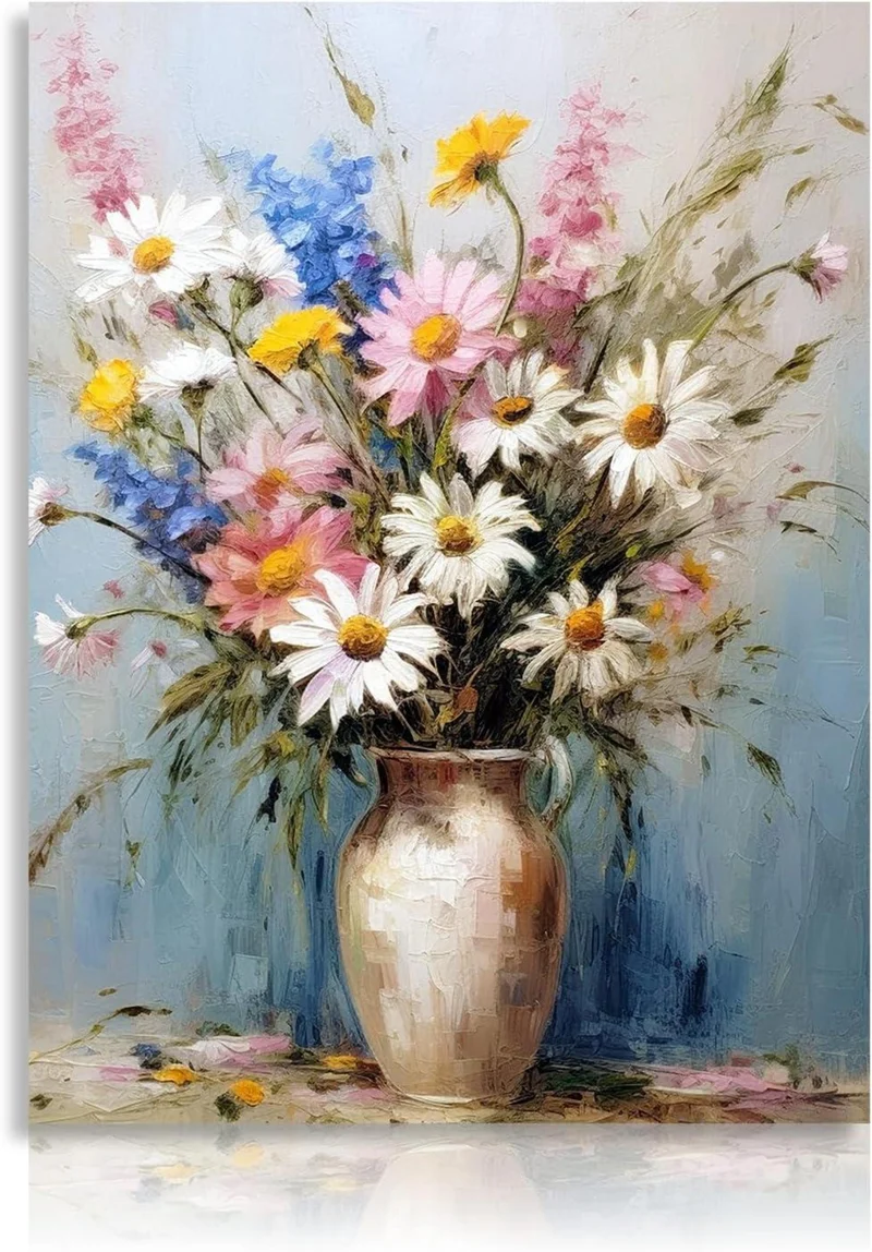 Vintage Blumen Wandbilder Leinwand 30x40 cm - Deko für