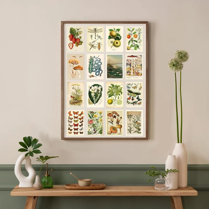 Vintage Ästhetische Wandcollage Set, 50 Stück Beidseitiger