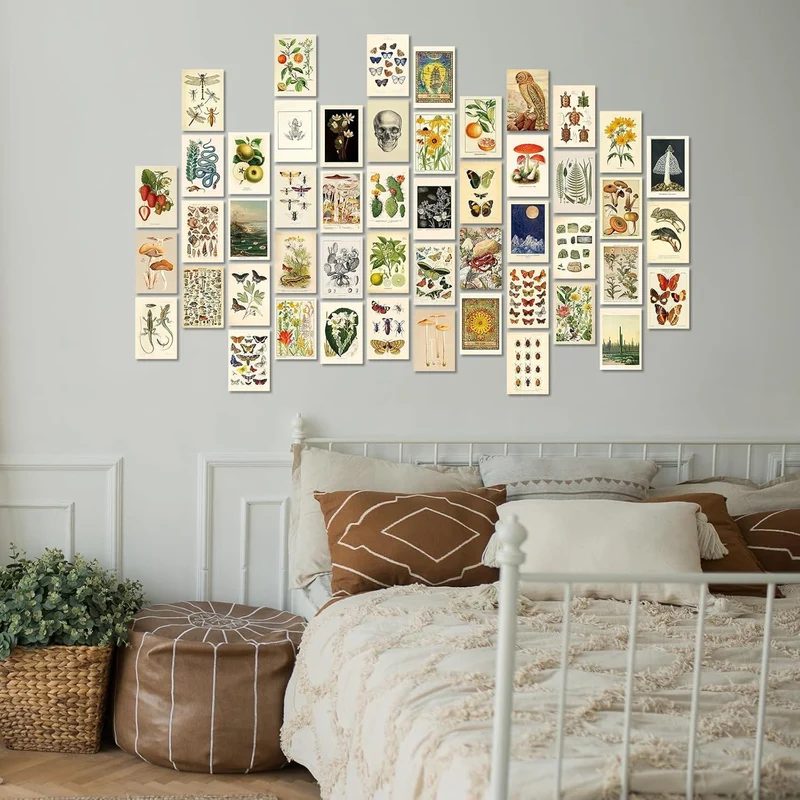 Vintage Ästhetische Wandcollage Set, 50 Stück Beidseitiger