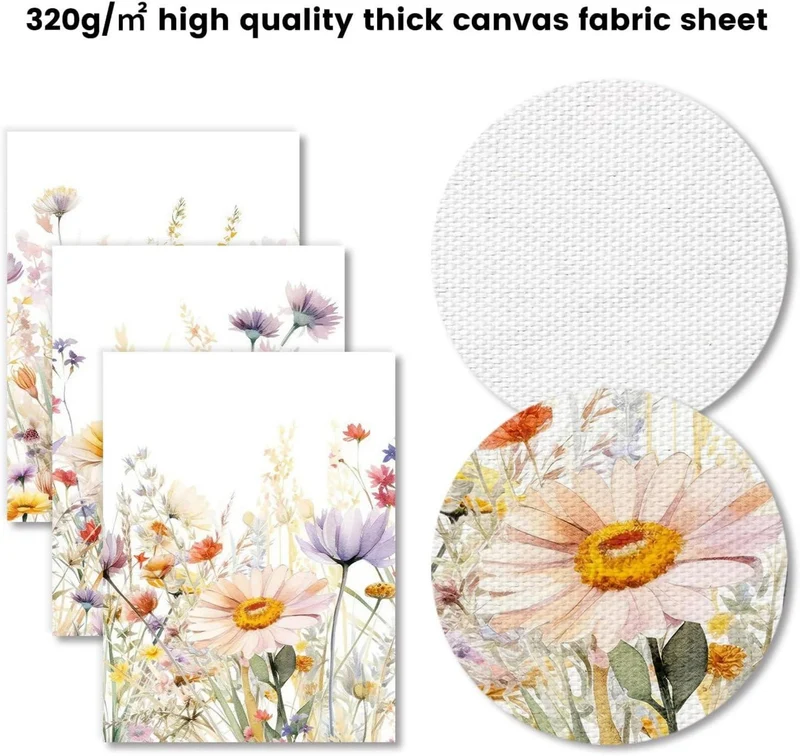 3er Set Leinwandbilder Aquarell Wildblumen 30x40 cm Un gerahmt