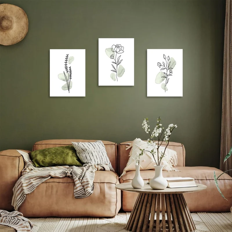 Abstrakte Botanische Wandbilder Salbei Grüne Blumen 30x40 cm