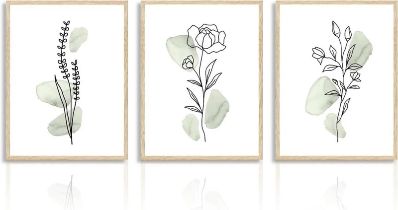 Abstrakte Botanische Wandbilder Salbei Grüne Blumen 30x40 cm