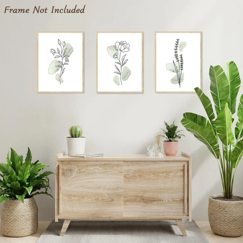 Abstrakte Botanische Wandbilder Salbei Grüne Blumen 30x40 cm