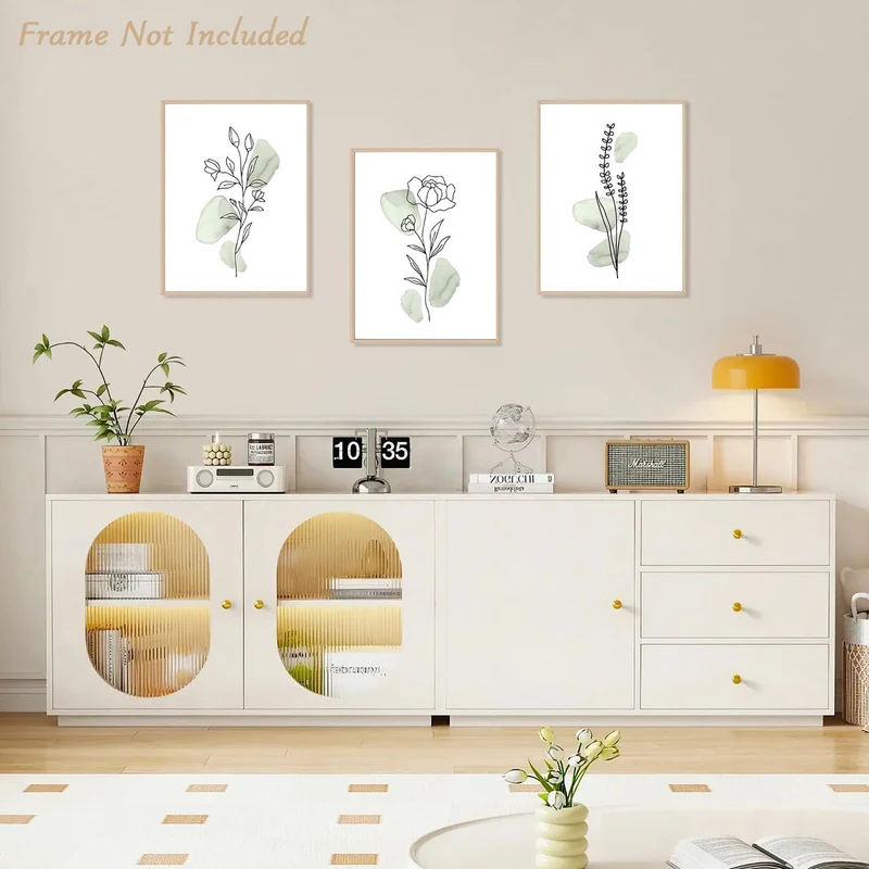 Abstrakte Botanische Wandbilder Salbei Grüne Blumen 30x40 cm