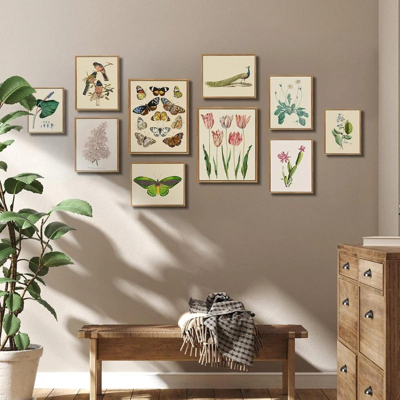 Vintage Botanische Leinwand Bilder Kaktus Blumen Bild 20x25