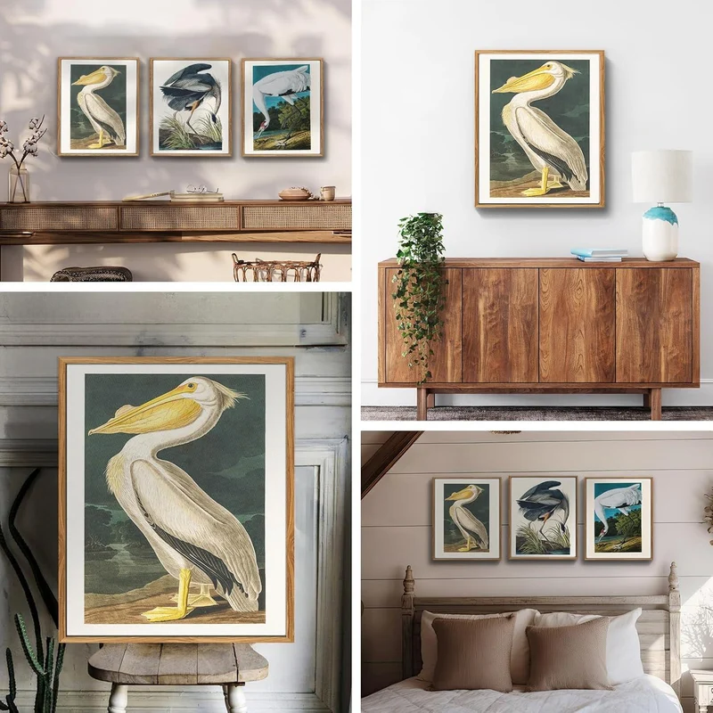 Leinwandbild Vintage Vogel mit Rahmen 30x40cm Aesthetic Tier