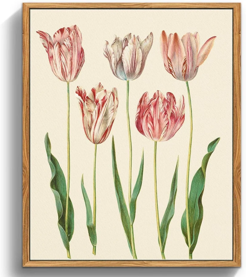 Botanische Vintage Leinwandbilder mit Holzrahmen 30x40 cm