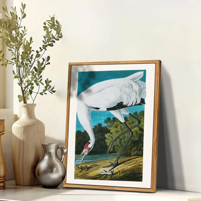 Vintage Vogel Leinwand Bild mit Rahmen 30x40cm Wohnzimmer