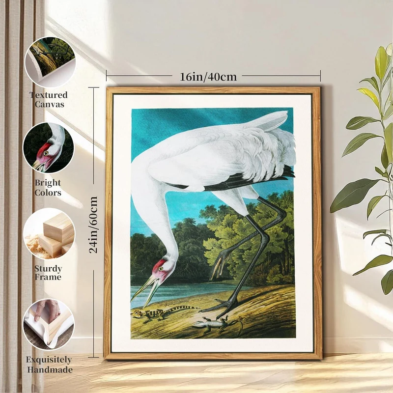 Vintage Vogel Leinwandbild mit Holzrahmen