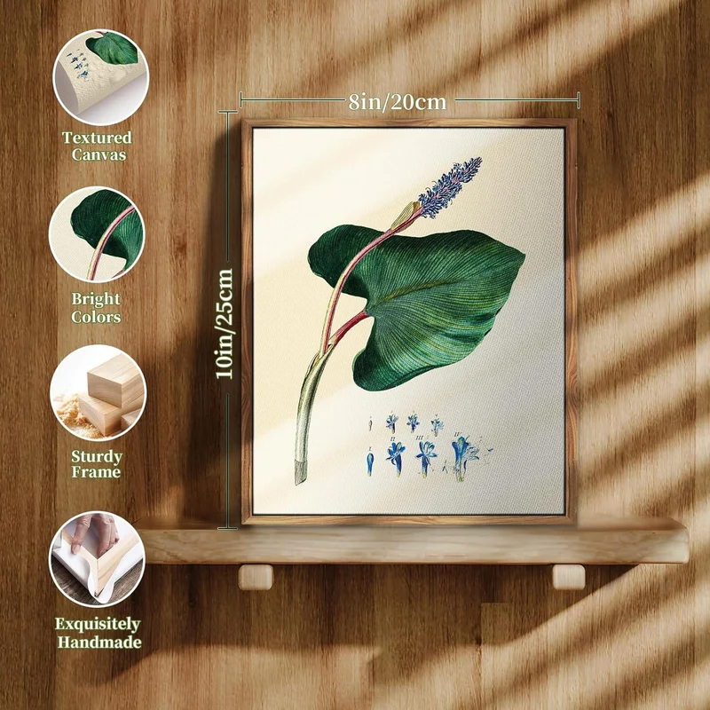 Botanische Vintage Leinwandbilder mit Holzrahmen 20x25cm
