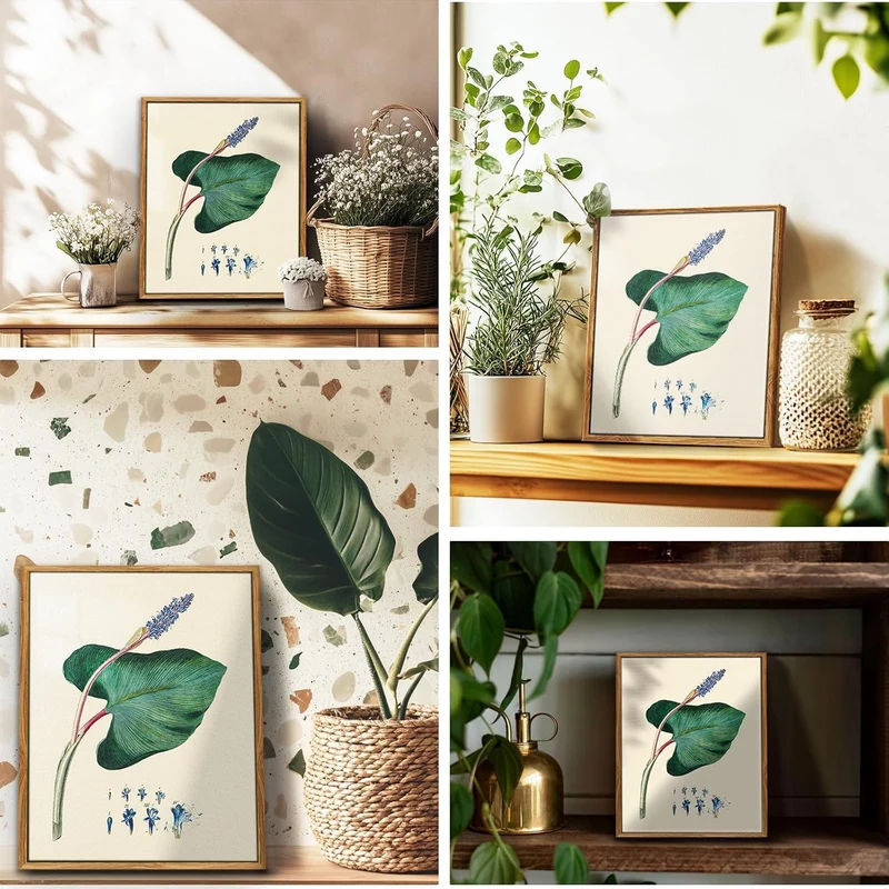 Botanische Vintage Leinwandbilder mit Holzrahmen 20x25cm