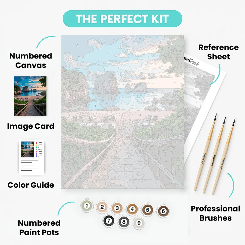 Tropical Paradise Beach Stairs - Paint by Numbers Kit