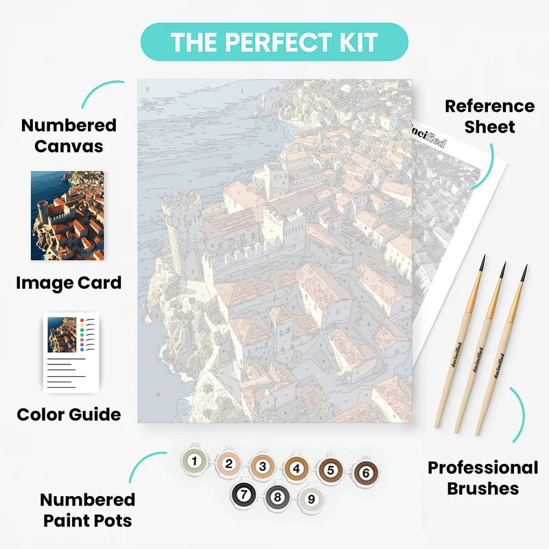 Coastal Medieval Fortress - Paint by Numbers Kit