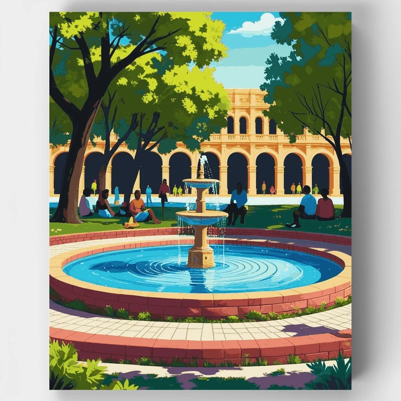 Courtyard Fountain - Paint by Numbers Kit
