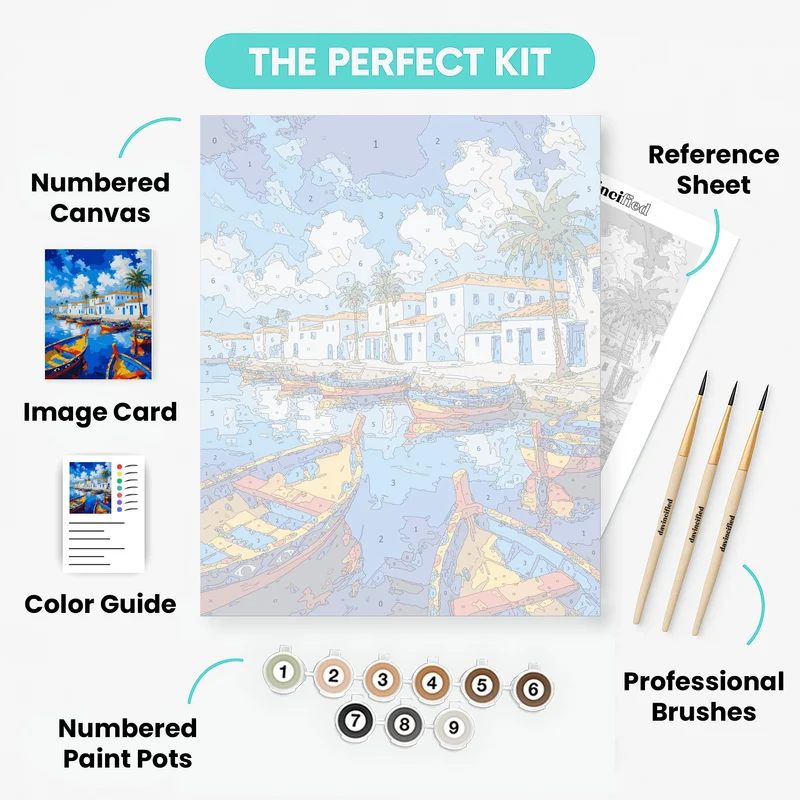 Mediterranean Harbor Boats - Paint by Numbers Kit