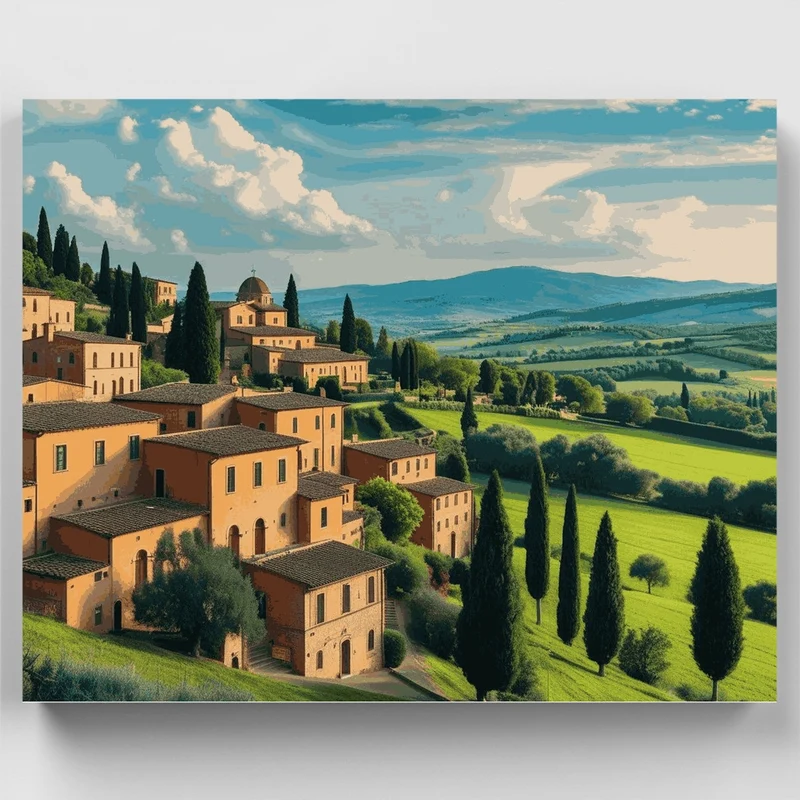 Tuscan Village Landscape - Paint by Numbers Kit