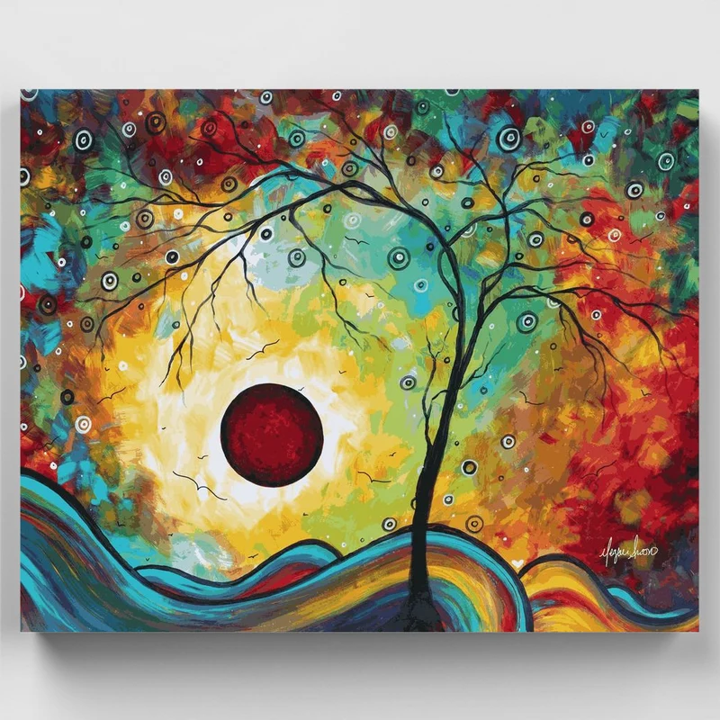 "Fall Inspiration Abstract Landscape Tree" Paint by Numbers Kit