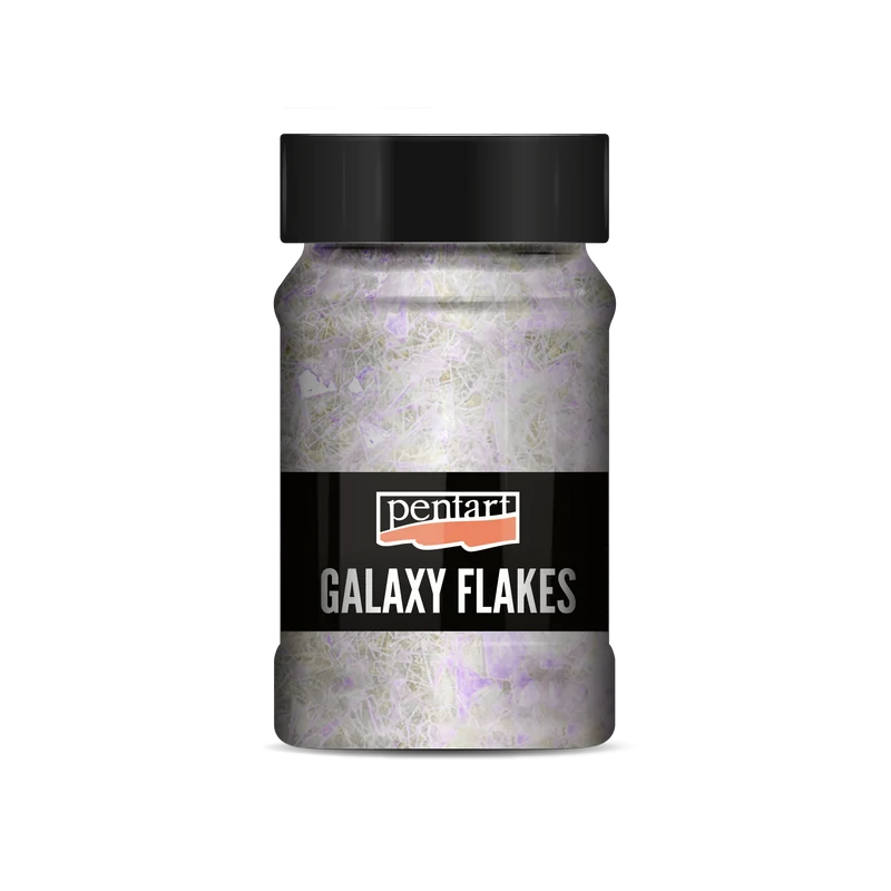 Pentart bleščice v prahu Galaxy Flakes Mond bela - 15 g