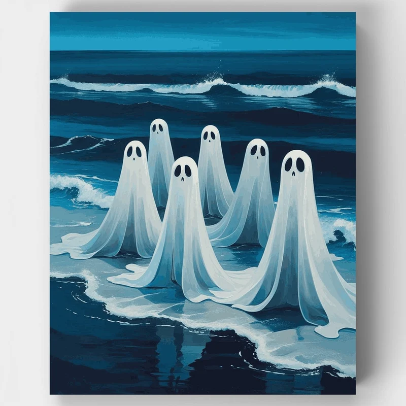 Ghostly Spirits by the Ocean - Paint by Numbers Kit