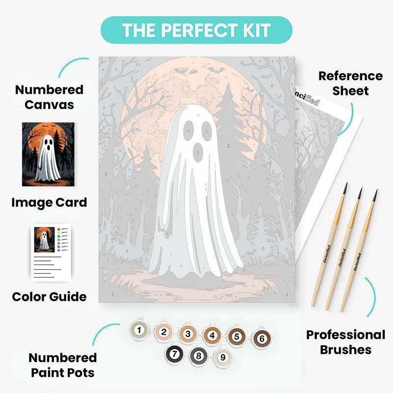 Spooky Ghost in Haunted Forest - Paint by Numbers Kit