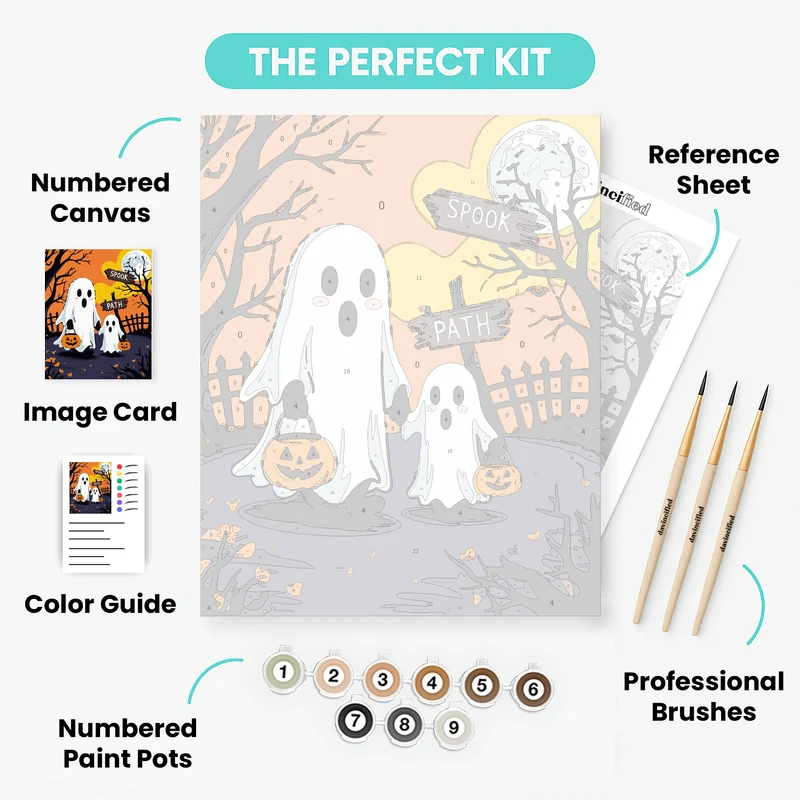 Spooky Halloween Ghosts - Paint by Numbers Kit