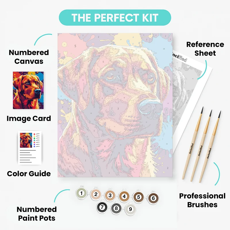 Vibrant Golden Retriever Pop Art - Paint by Numbers Kit