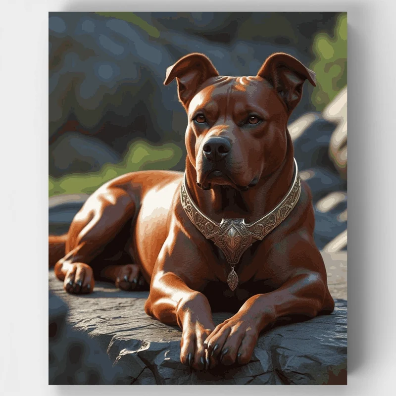 Regal Pit Bull with Ornate Collar - Paint by Numbers Kit