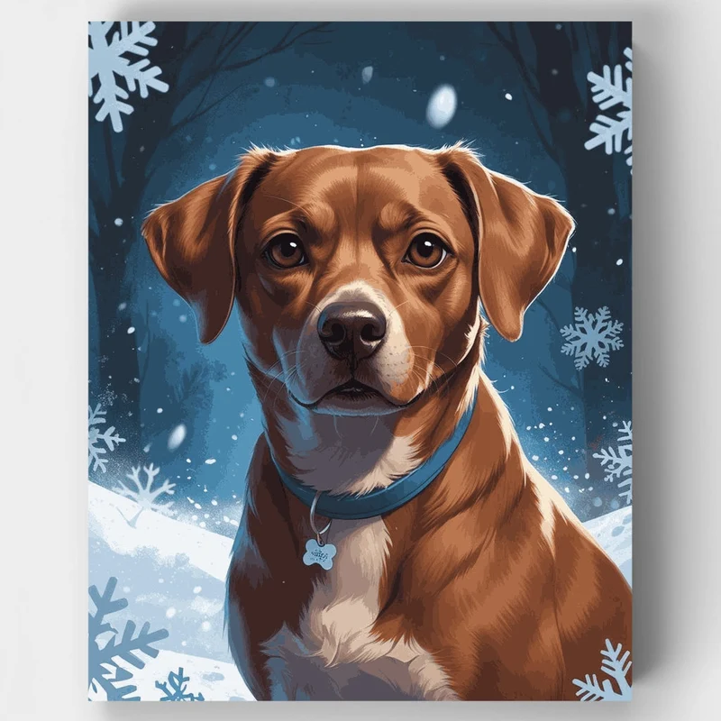 Winter Dog Portrait - Paint by Numbers Kit