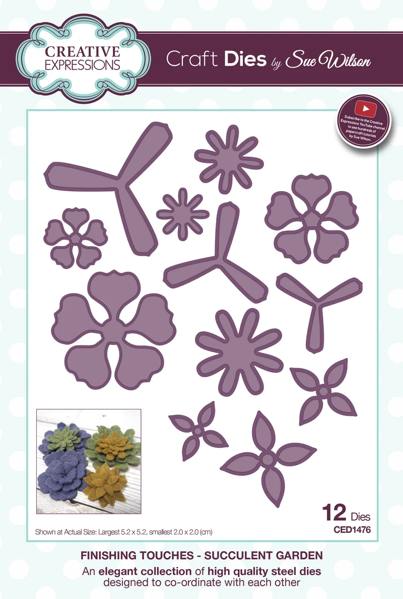 Μεταλλικές μήτρες κοπής και ανάγλυφου CREATIVE EXPRESSIONS Succulent Garden 12 τμχ