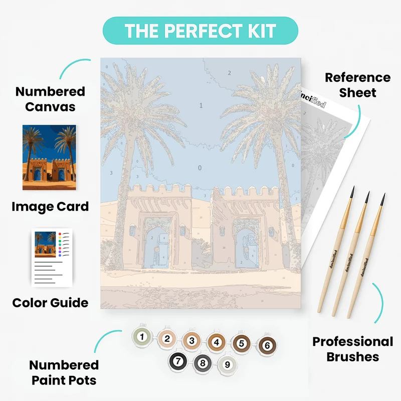 Desert Palace with Palm Trees - Paint by Numbers Kit
