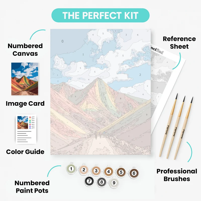 Rainbow Mountain Valley - Paint by Numbers Kit