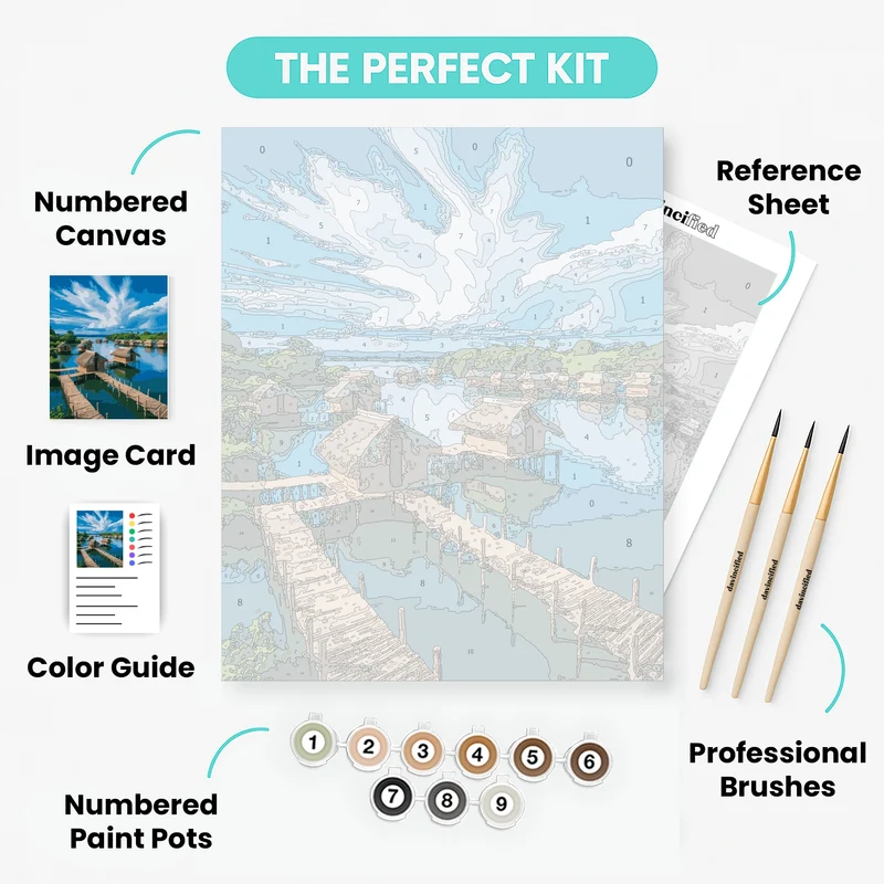 Tropical Overwater Bungalows Paradise - Paint by Numbers Kit