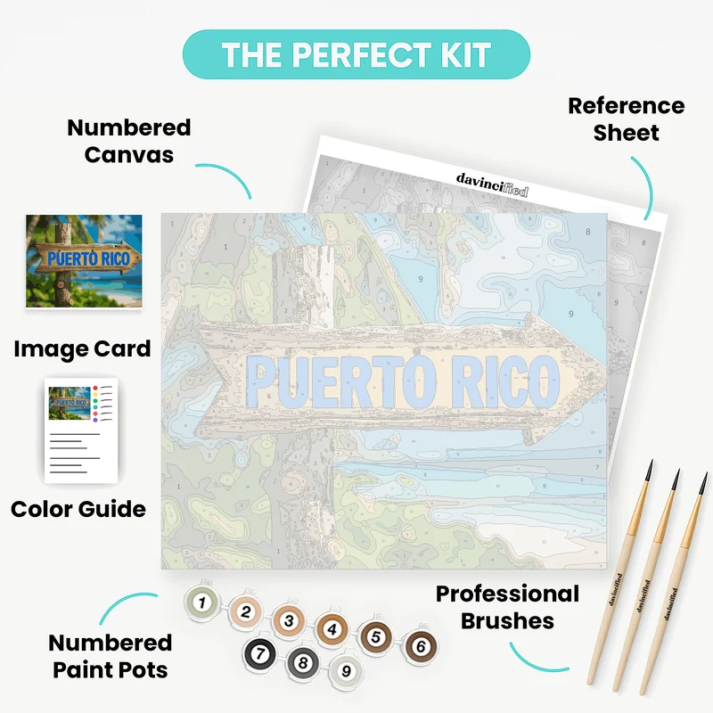 Puerto Rico Destination Sign - Paint by Numbers Kit