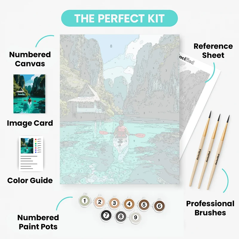 Tropical Paradise Kayaking Adventure - Paint by Numbers Kit