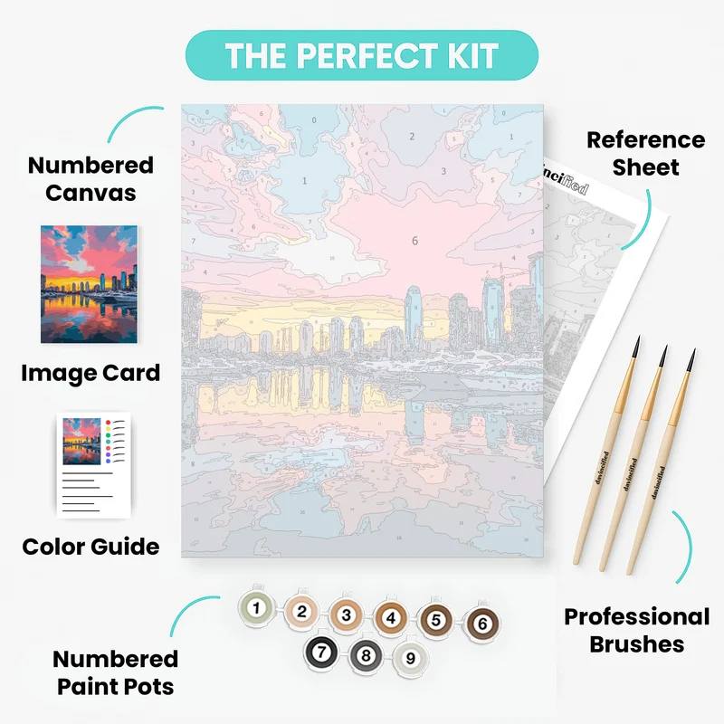 Marina Sunset Cityscape - Paint by Numbers Kit