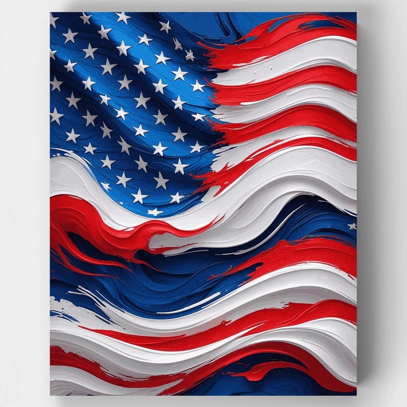 American Flag Wave - Paint by Numbers Kit