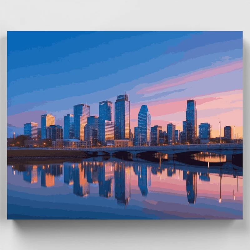 City Skyline Reflection at Sunset - Paint by Numbers Kit