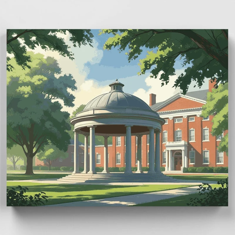 Historic University Campus with Rotunda - Paint by Numbers Kit