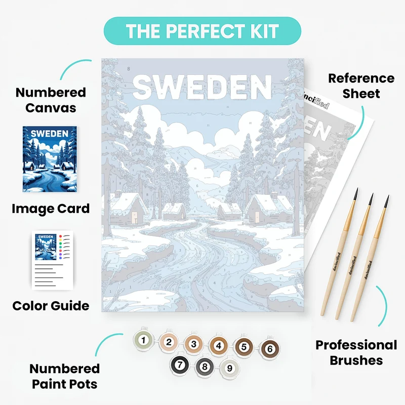 Swedish Winter Village - Paint by Numbers Kit