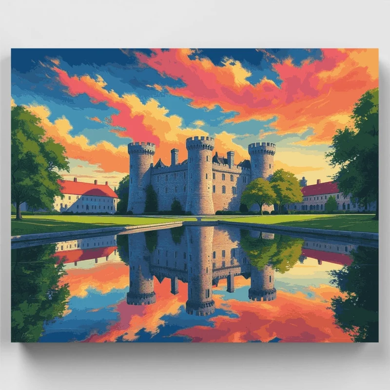 Medieval Castle Reflection - Paint by Numbers Kit
