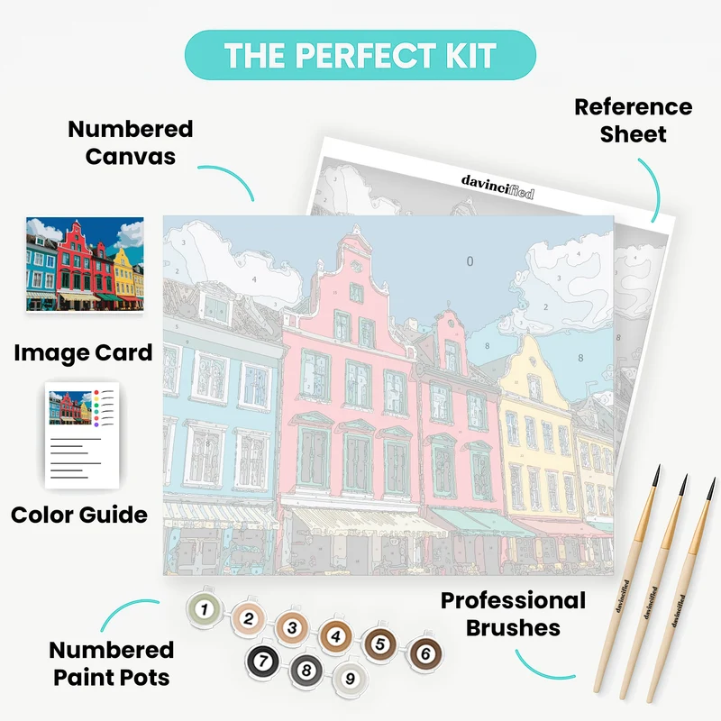 Colorful European Street - Paint by Numbers Kit