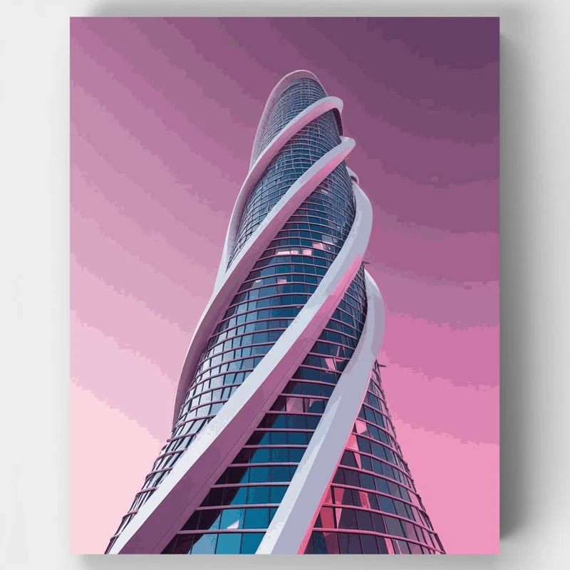 Futuristic Twisted Tower - Paint by Numbers Kit