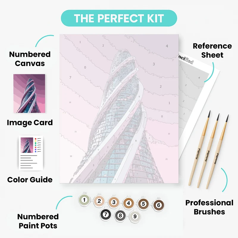 Futuristic Twisted Tower - Paint by Numbers Kit