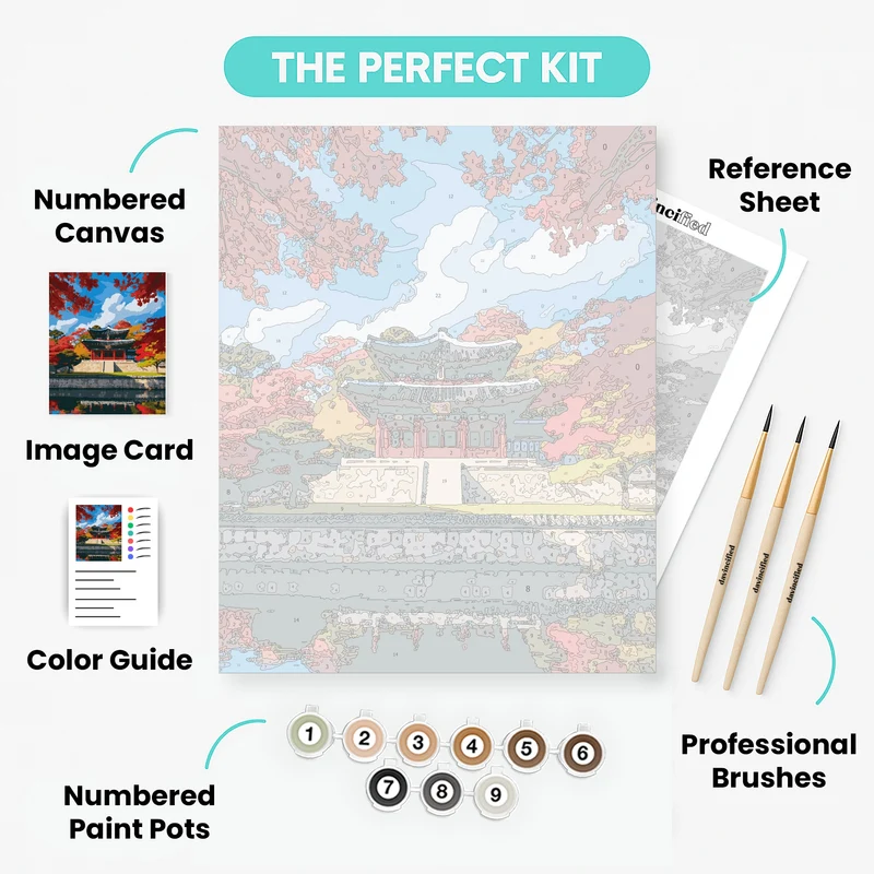 Korean Temple in Autumn - Paint by Numbers Kit