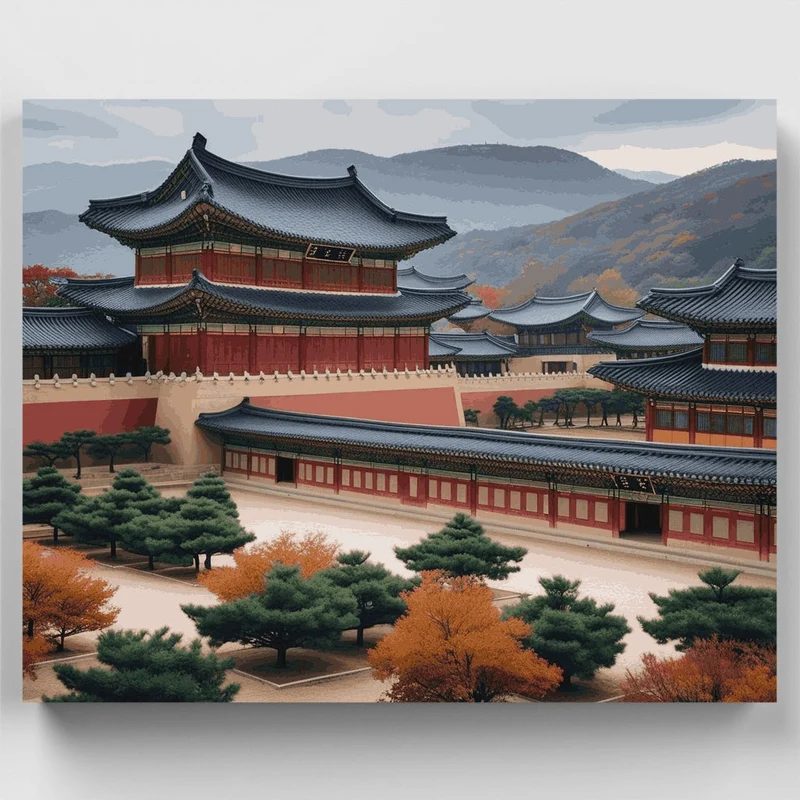Korean Palace Complex - Paint by Numbers Kit