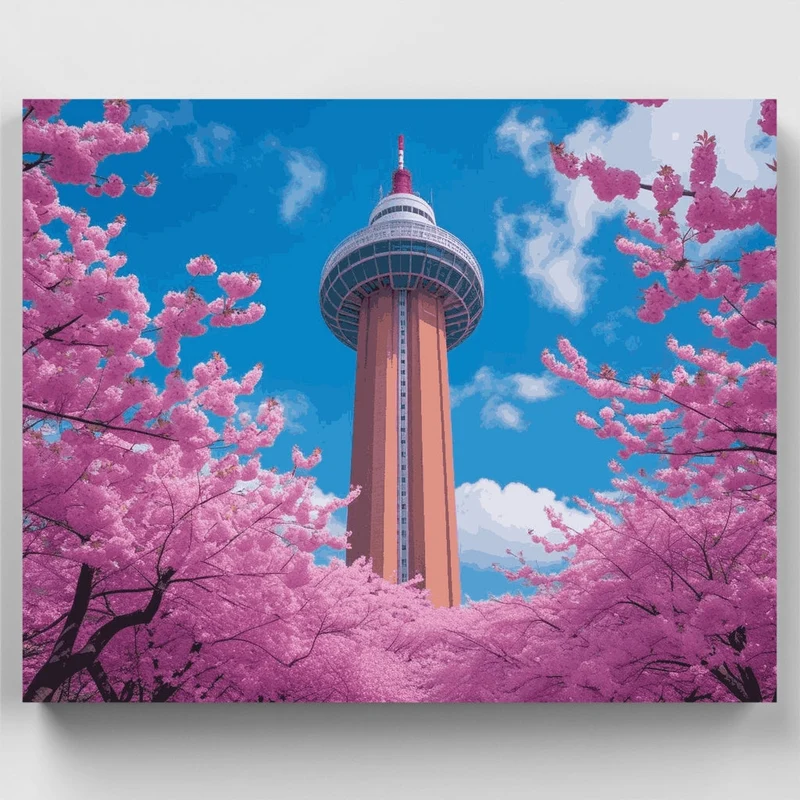 Cherry Blossom Tower - Paint by Numbers Kit