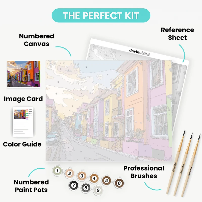Colorful Street Houses - Paint by Numbers Kit