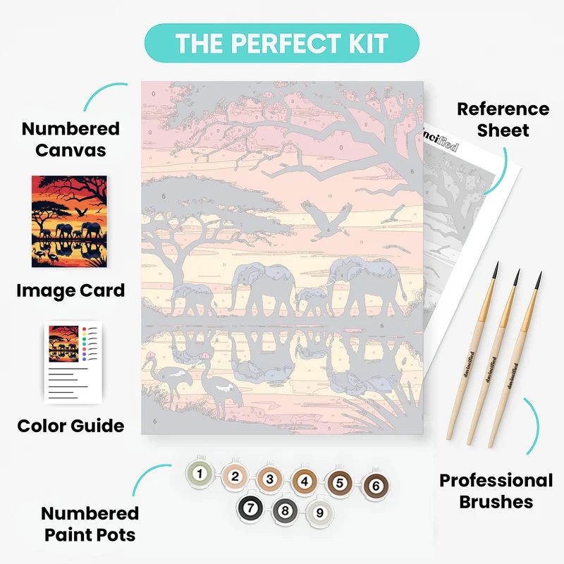 African Safari Sunset - Paint by Numbers Kit