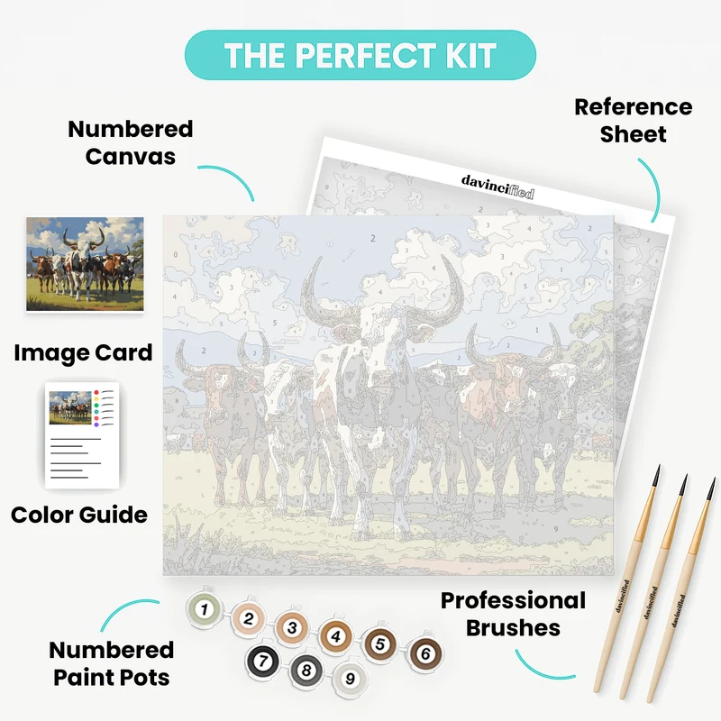 Cattle Herd in Pastoral Landscape - Paint by Numbers Kit